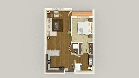 Floor plan for 1 bed, 1 bath, 785 sqft